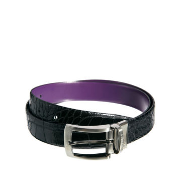 Men belt ostrich print calf leather 3,5cm classic